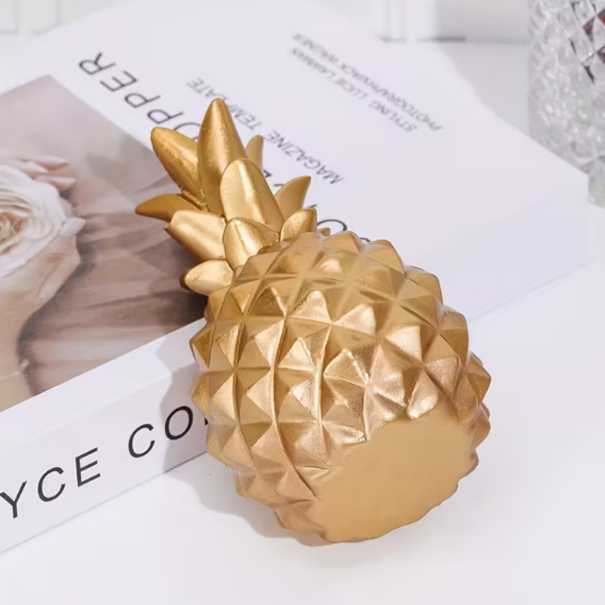One Golden Pineapple Resin Decorative Ornament
