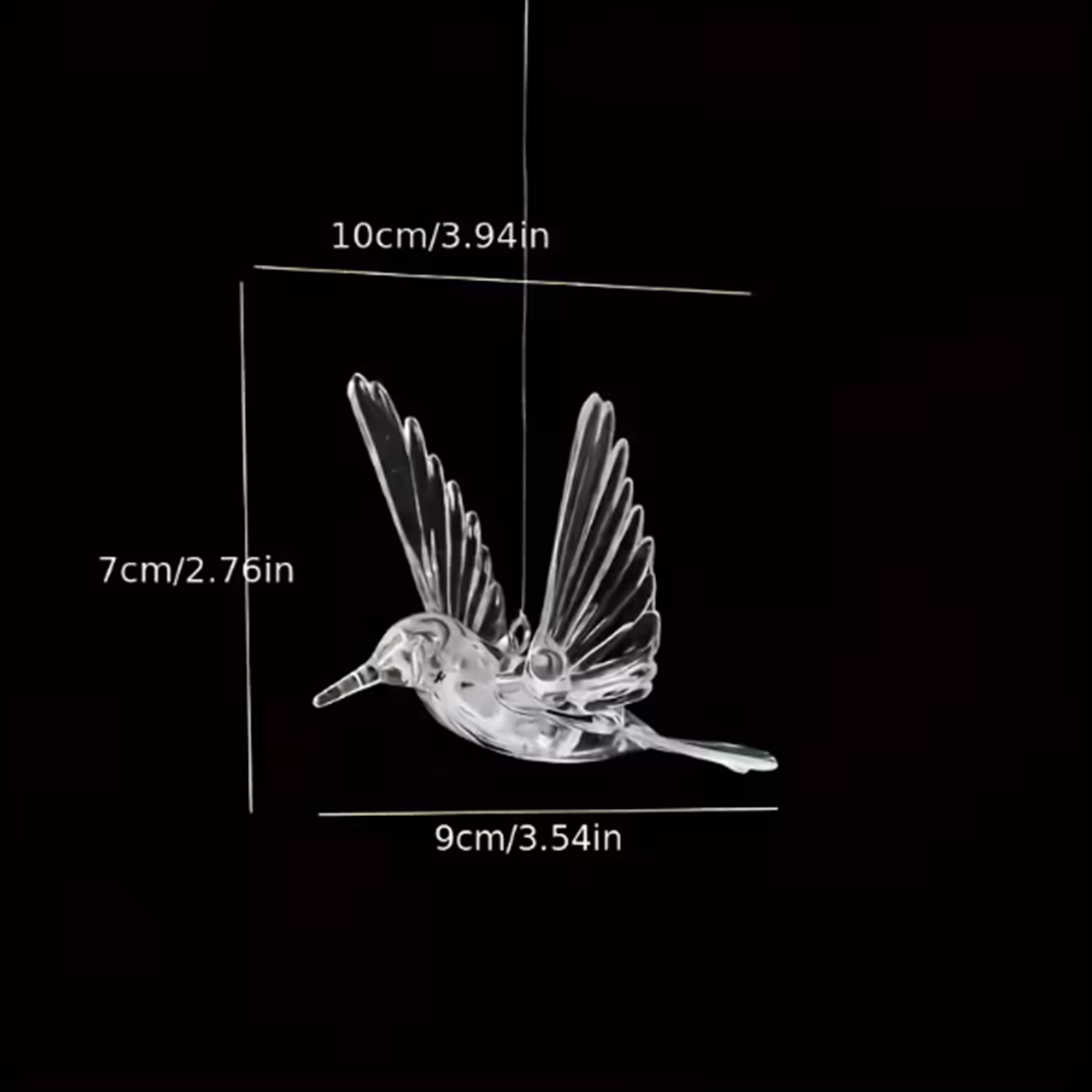 10 PCs Transparent Hummingbird Hanging Ornaments with 50m Fishing Wire - Elegant Flying Birds Decorations, Easy Hang with Loop
